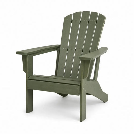 Adirondack Gartenstuhl mit Armlehnen aus HDPE Kunststoff in Lamellenform Olivgrün 83 x 76 x 94 cm